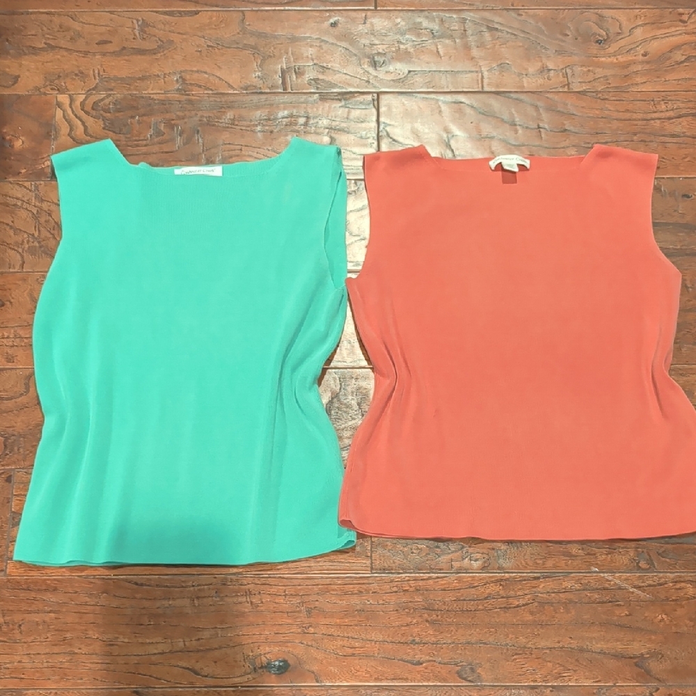 Coldwater Creek Sleeveless Tops in Teal and Coral